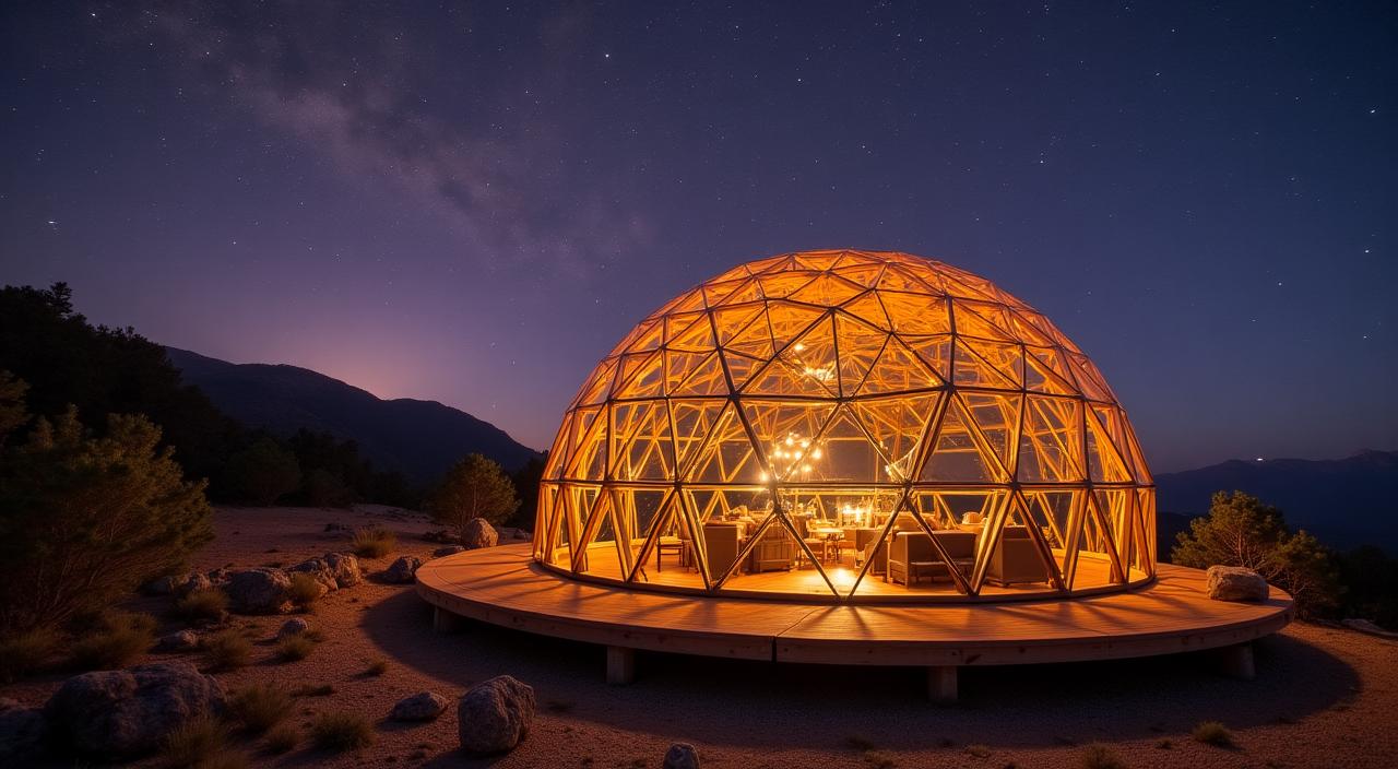 Geode Havenの幻想的なジオデシック・ドームの外観
